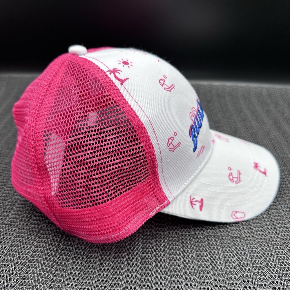 Blue Wahoos Trucker Hat Hook And Loop Adjust Pink /White - Picture 4 of 7